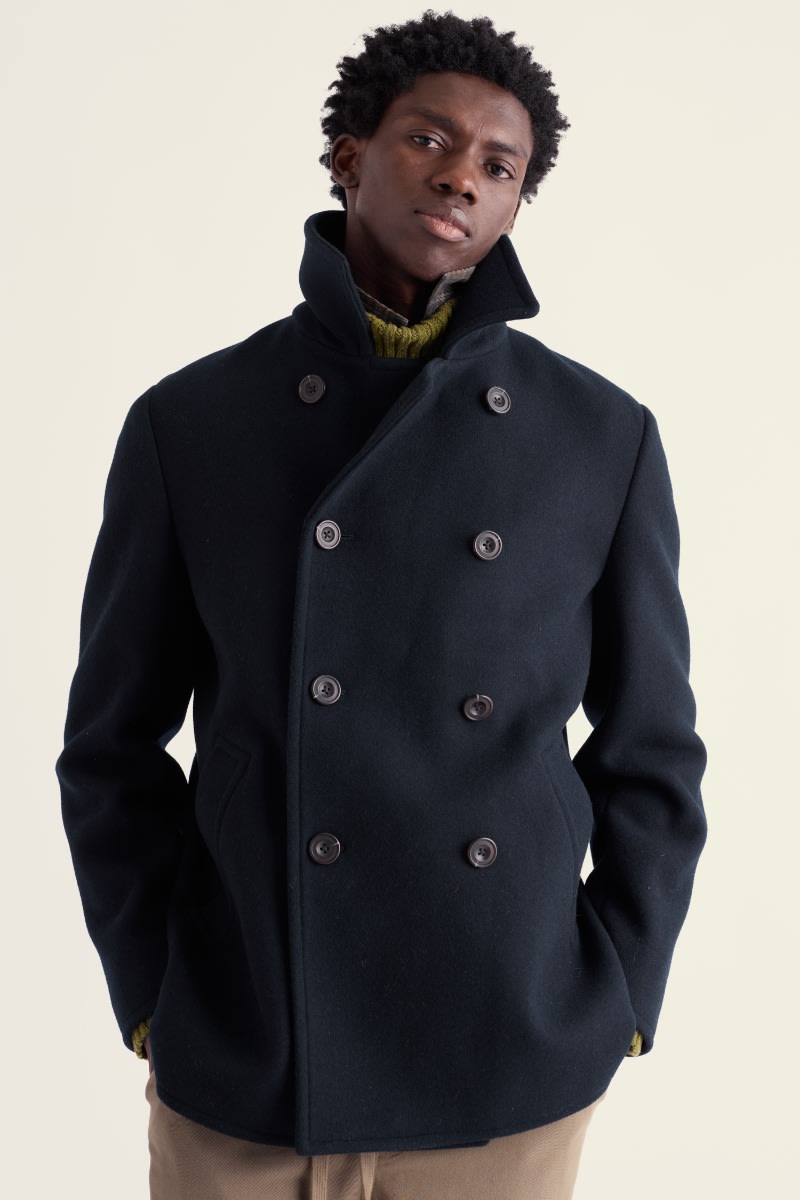 Men's Channel Wool Blend Double Breasted Winter Coat - Seasalt