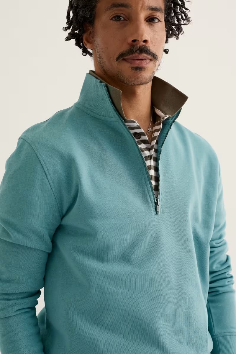 週末価格 SEA Japan ♡ HALF ZIP SWEAT PULLOVER Half Zip Jersey Sweatshirt - Cornflower | Joseph Turner