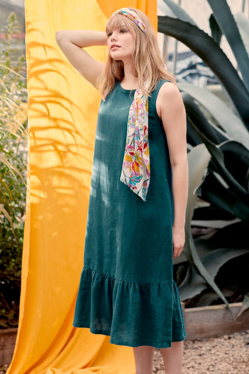 seasalt linen dress Seasalt Cornwall Pink Grass Wave Linen Midi Dress