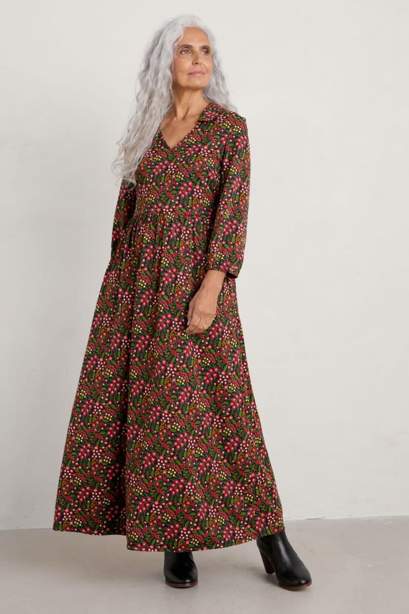 Central Thread Mock Wrap Printed Jersey Maxi Dress - Seasalt Cornwall