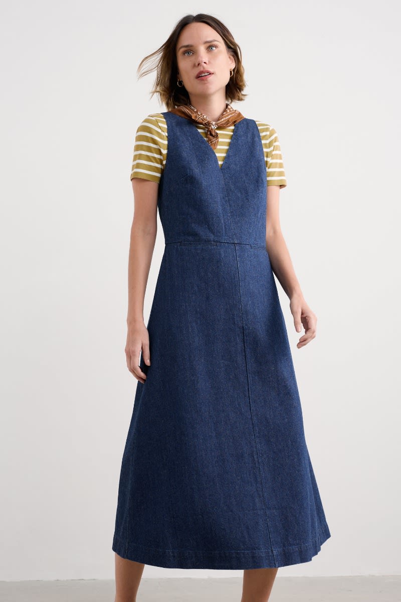 blue cord pinafore dress Women's Organic Corduroy Pinafore Dress