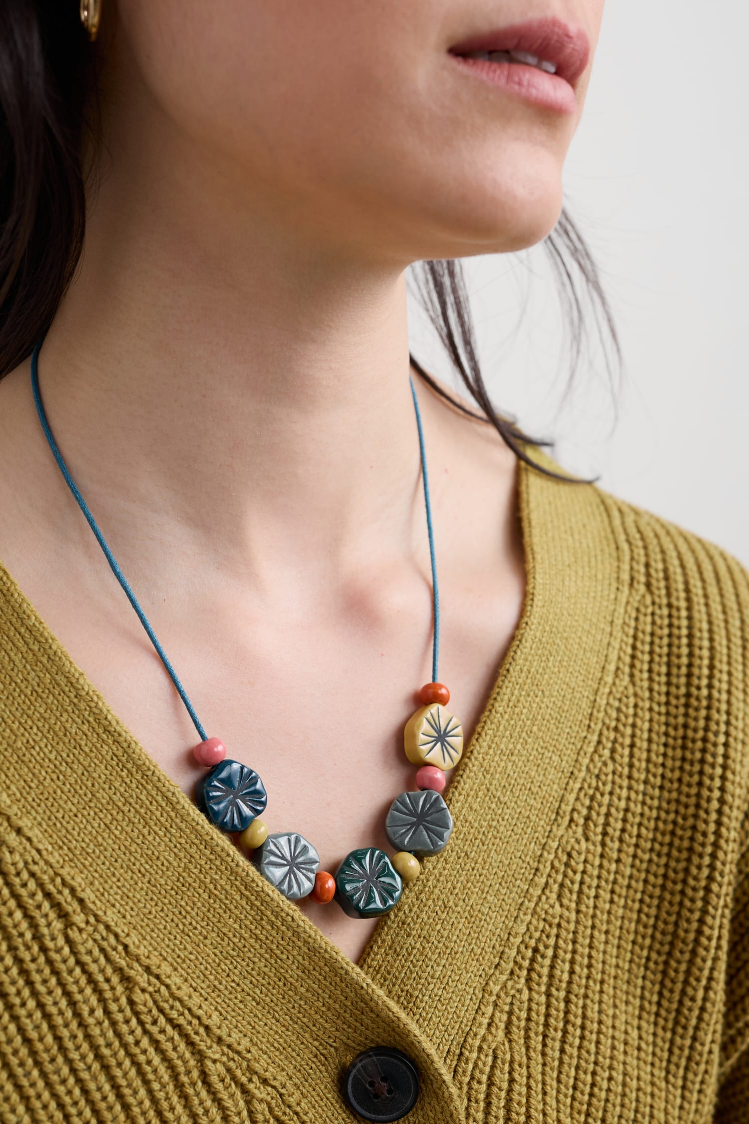 Petunia Ceramic Bead Necklace