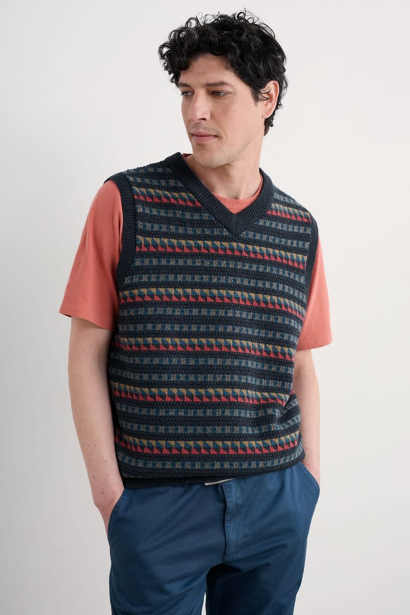 Men's Fair Isle Walt Vest - Lambswool knitted vest - Seasalt Cornwall