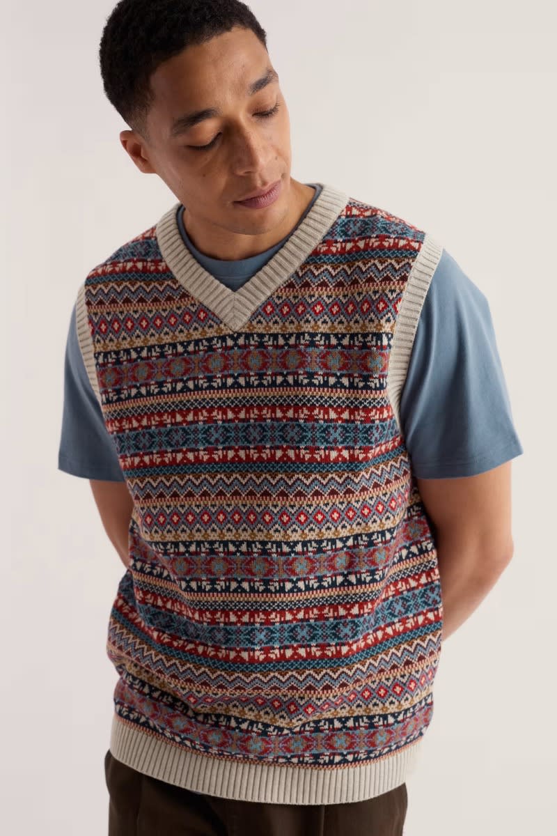 Men's Kitto Fair Isle Knitted Vest - Seasalt Cornwall