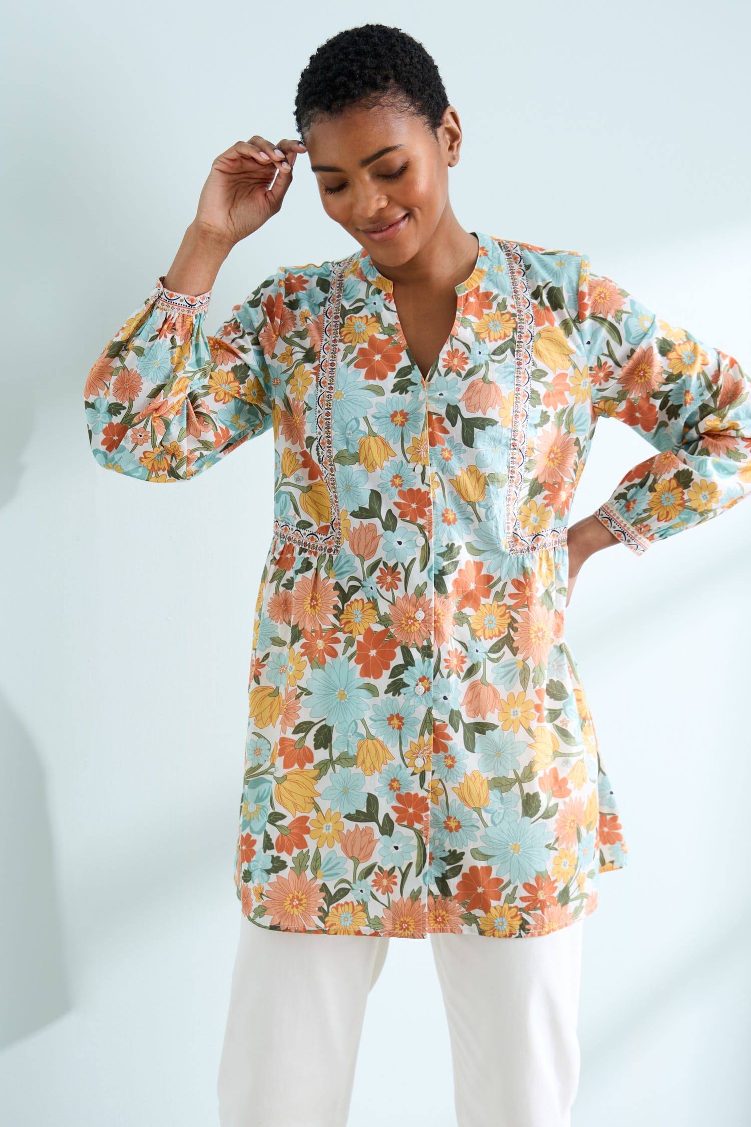Dragonfly A-Line Button Through Floral Tunic - Seasalt Cornwall