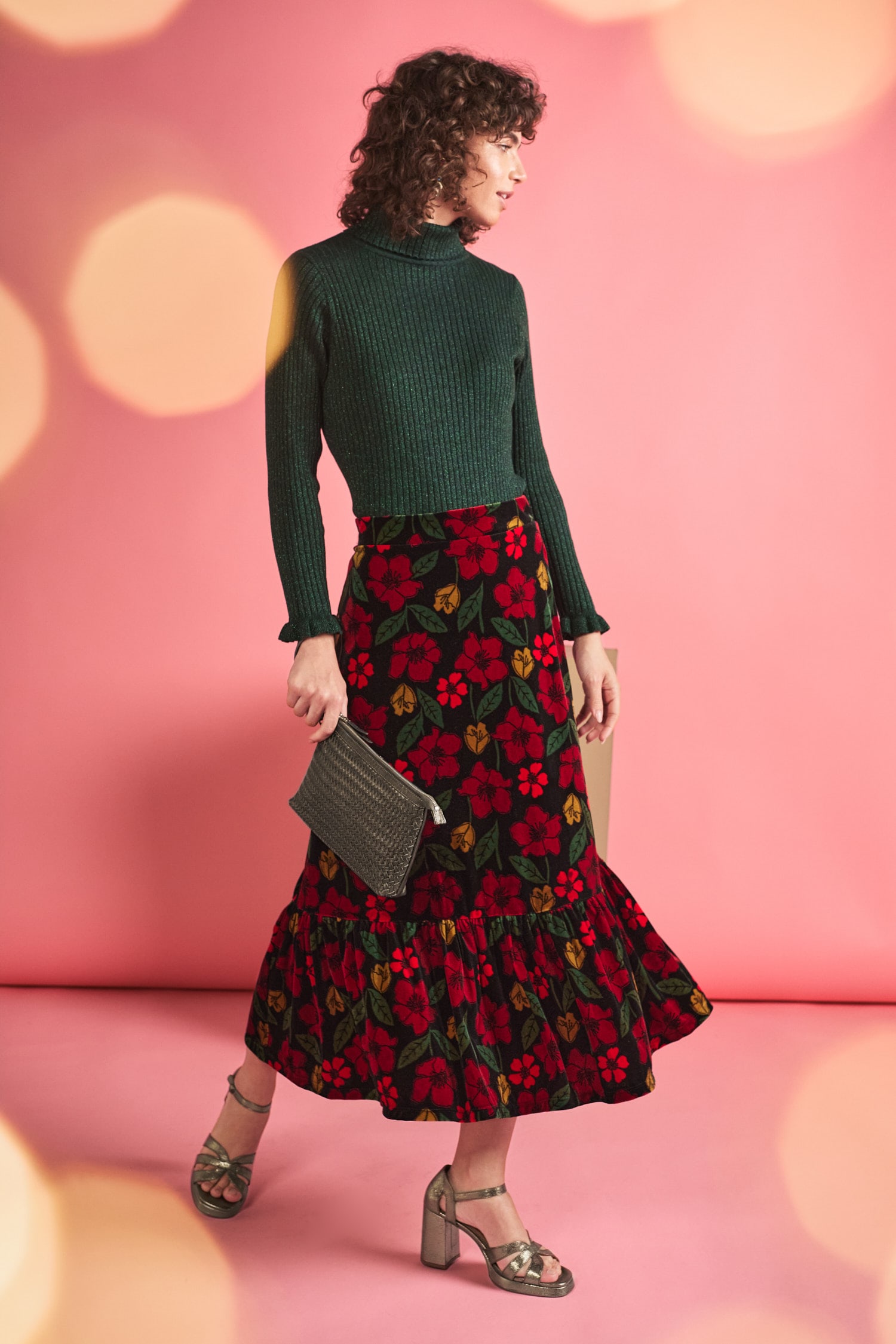 Wildflower Velvet Maxi Length Party Skirt Seasalt Cornwall