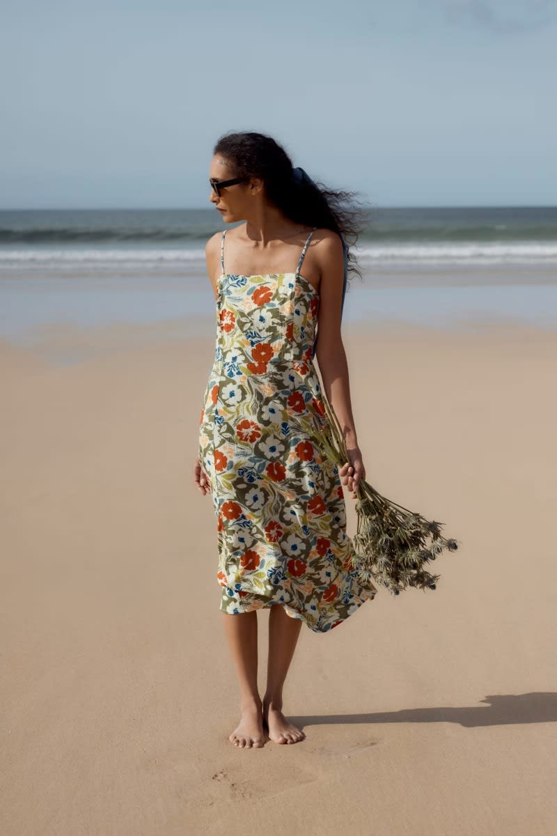Madern Fit-and-flare Strappy Summer Dress - Organic Cotton - Seasalt  Cornwall
