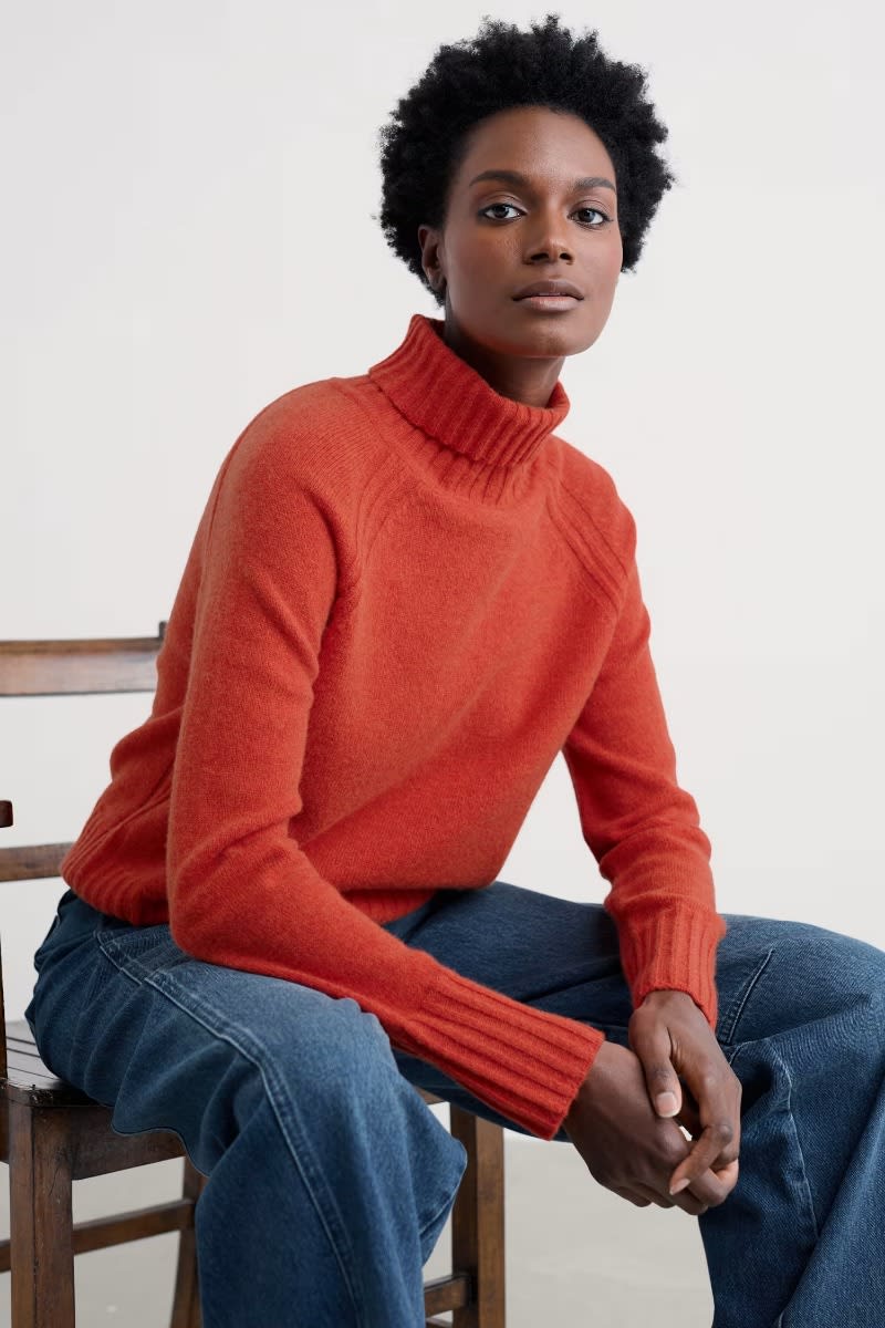 Maglione Seasalt Donna Braque Jam Rosso - Girocollo In Lana D'Agnello, Manica Lunga (Taglia 18) - Foto 3