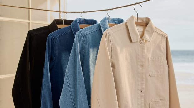 Seasalt Cornwall - blue and cream organic cotton denim jacket