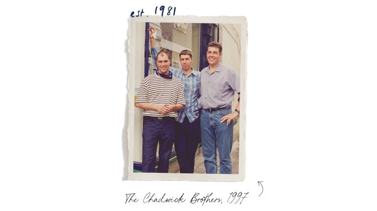 The three Chadwick brothers stood outside the first Seasalt shop in Penzance