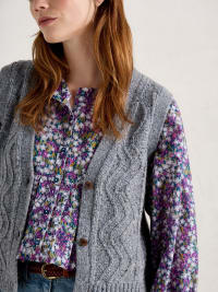 Pendouer V-Neck Button Up Knitted Vest Model Image