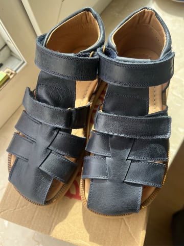 POM POM Leder-Halbsandalen in Blau