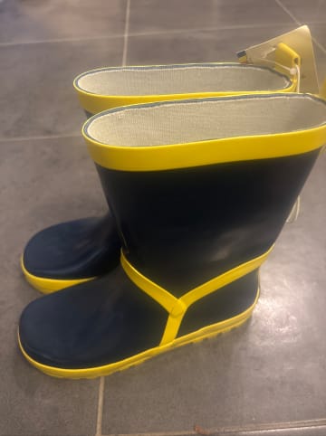 Playshoes Gummistiefel in Dunkelblau/ Gelb