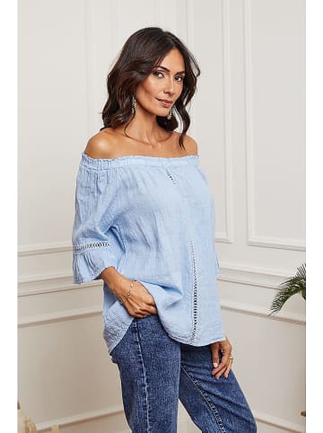 Joséfine Leinen-Bluse in Hellblau