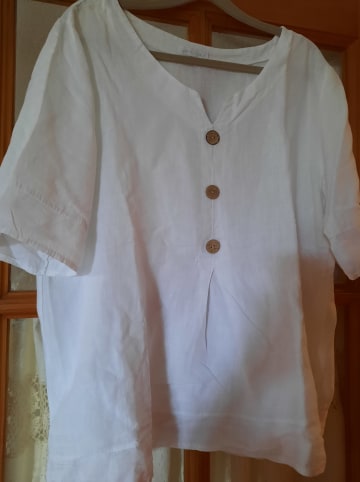 Curvy Lady Leinen-Bluse in Weiß