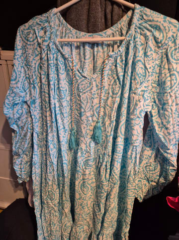 Zwillingsherz Kleid "Luna" in Hellblau/ Weiß