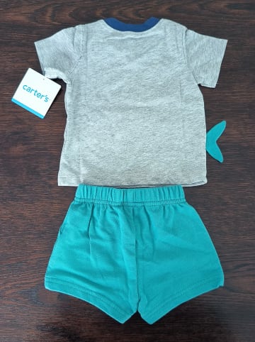 carter's 2tlg. Outfit in Grau/ Türkis