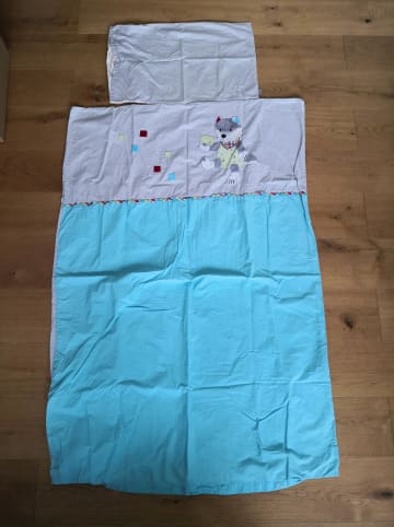 Sterntaler Kinderbettwäsche-Set "Wilbur" in Türkis/ Grau - (B)100 x (L)135 cm