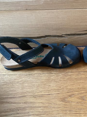 Comfortfusse Leder-Halbsandalen in Schwarz