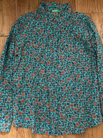 Benetton Bluse in Türkis/ Orange