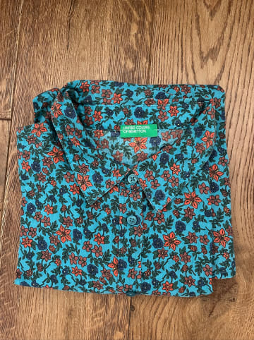 Benetton Bluse in Türkis/ Orange