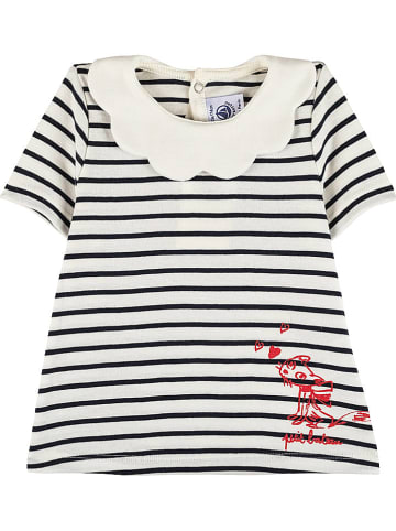 PETIT BATEAU Bluse in Weiß/ Dunkelblau
