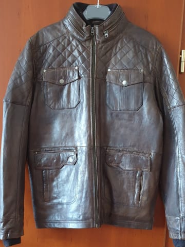hELium Lederjacke in Braun/ Rot