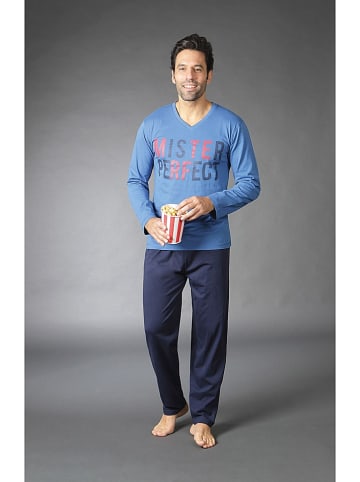 Dodo Homewear Pyjama in Blau/ Dunkelblau