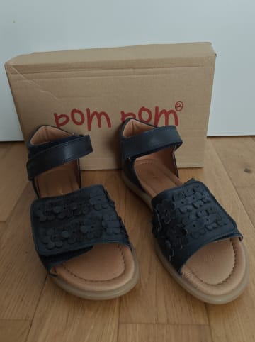 POM POM Leder-Sandalen in Dunkelblau