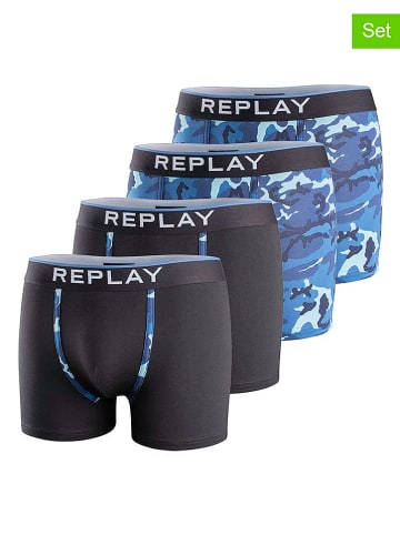 Replay 4er-Set: Boxershorts in Schwarz/ Blau