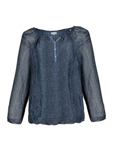 Gina Laura Bluse Seide Animal quer stahlblau in blau