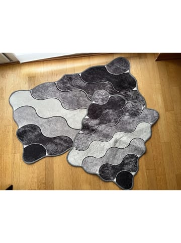 Colourful Cotton 2er-Set: Badvorleger "Circle" in Grau