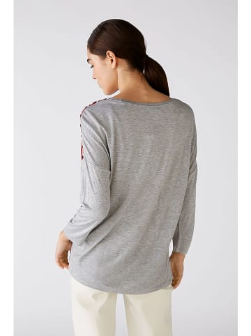 Oui Longsleeve in Grau/ Bordeaux