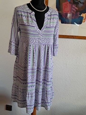 Sublevel Kleid in Lila/ Grün/ Weiß