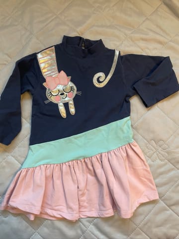 Denokids Kleid "White Cat" in Dunkelblau/ Rosa