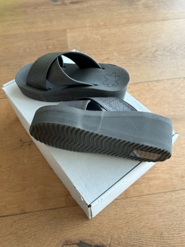 Flip Flop Pantoletten "Wedge Cross Croco" in Grau