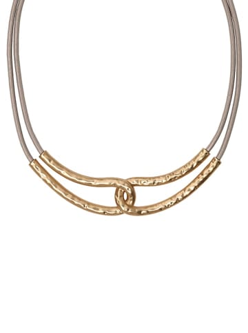 Dansk Smykkekunst Leder-Halskette "Nancy" mit Schmuckelement in Sand - (L)45 cm