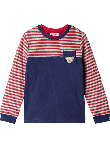 Steiff Longsleeve in Dunkelblau/ Rot/ Grau