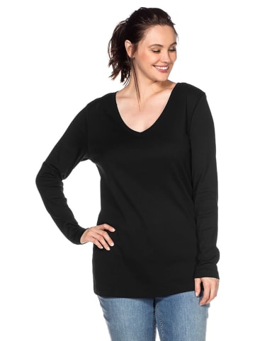 sheego Langarmshirt in schwarz