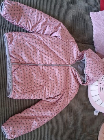 name it Wendejacke ⭐ Übergangsjacke "Mumi" grau oder rosa mit Punkten " sehr guter Zustand" da sie wenig....im wechsel....mit mehreren Jacken getragen wurde