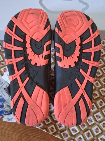 Kappa Halbsandale ⭐ "DIGGILEY" Outdoor Schuhe Trekking ⭐ Grau/ Khaki/ Koralle ⭐ sehr guter Zustand...wurden nur wenige Male getragen... minimale Gebrauchsspuren... leichte Verschmutzungen an den Sohlen " Innensohlenlänge ca. 22,3 - 22,5 cm