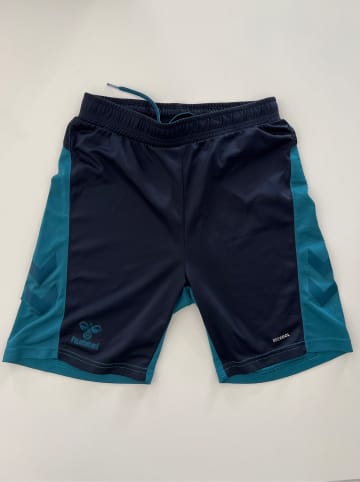 Hummel Trainingsshorts "Action" in Dunkelblau/ Türkis