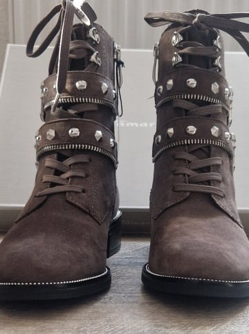 Tamaris Leder-Stiefeletten in Grau