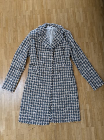 Le Comptoir du Manteau Neue Klassische Tweed Damenmantel aus Italien, Übergangsmantel, S, Blau/Beige