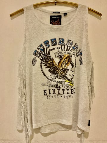 Superdry Top "Side Fringe Tank" in Creme