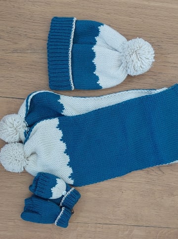 vertbaudet 3tlg. Outfit in Weiß/ Blau
