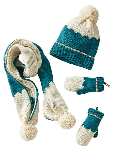 vertbaudet 3tlg. Outfit in Weiß/ Blau
