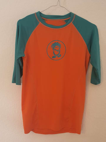 Trollkids Badeshirt "Kvalvika" in Orange/ Blau