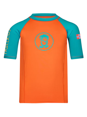 Trollkids Badeshirt "Kvalvika" in Orange/ Blau