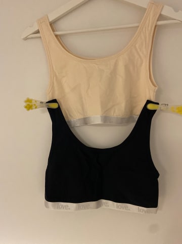 Schiesser 2er-Set: Bustiers in Creme/ Dunkelblau